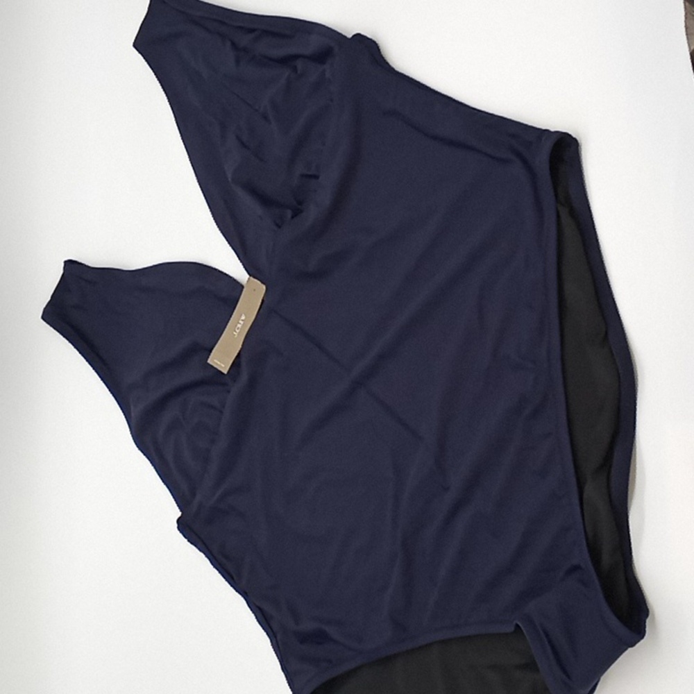 J. Crew V-Neck Plunge One-Piece Swimsuit Navy Blue 24